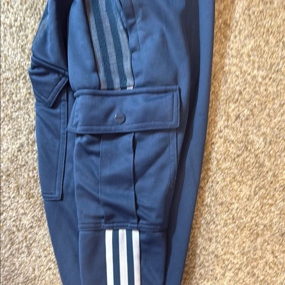 adidas Navy Cargo Pants with White Stripes - Picture 3 of 5